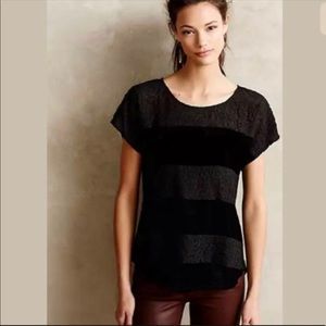 Anthropologie Dolan Black Velvet and Lace Top XS